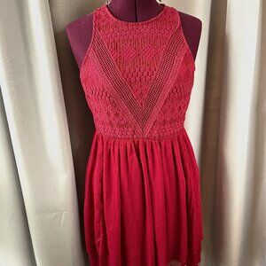 Rebellion Again Medium Red Lace Chiffon Short Dress